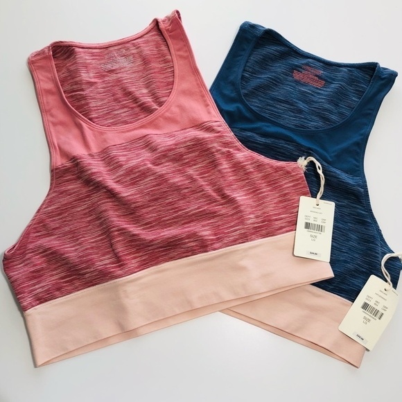 NWT Jasmine & Ginger Marled Pink and Blue Seamless Longline 2 Bra Bundle size L - Picture 2 of 11